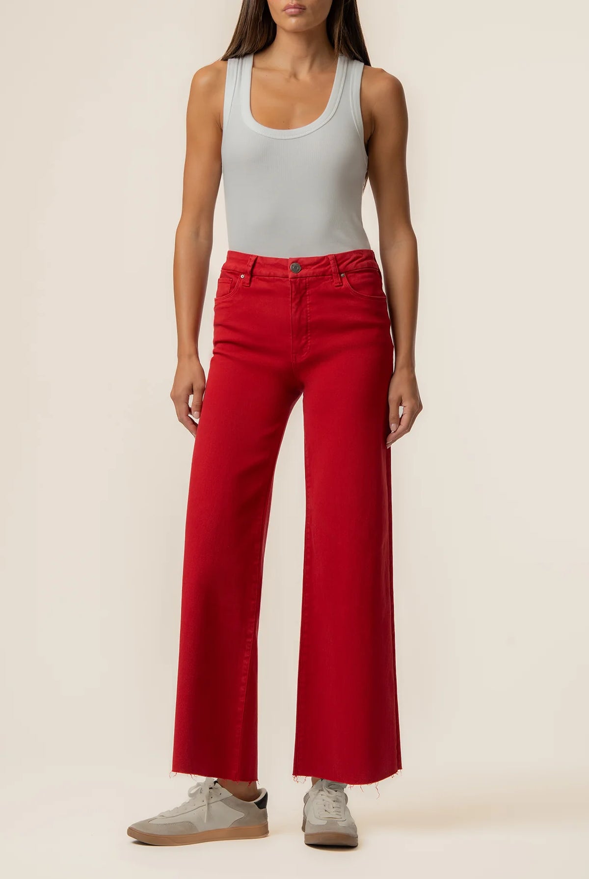 Kut from the Kloth Meg High Rise Wide Leg Corduroy in Ruby Red-Jeans-Kut from the Kloth-Deja Nu Boutique, Women's Fashion Boutique in Lampasas, Texas