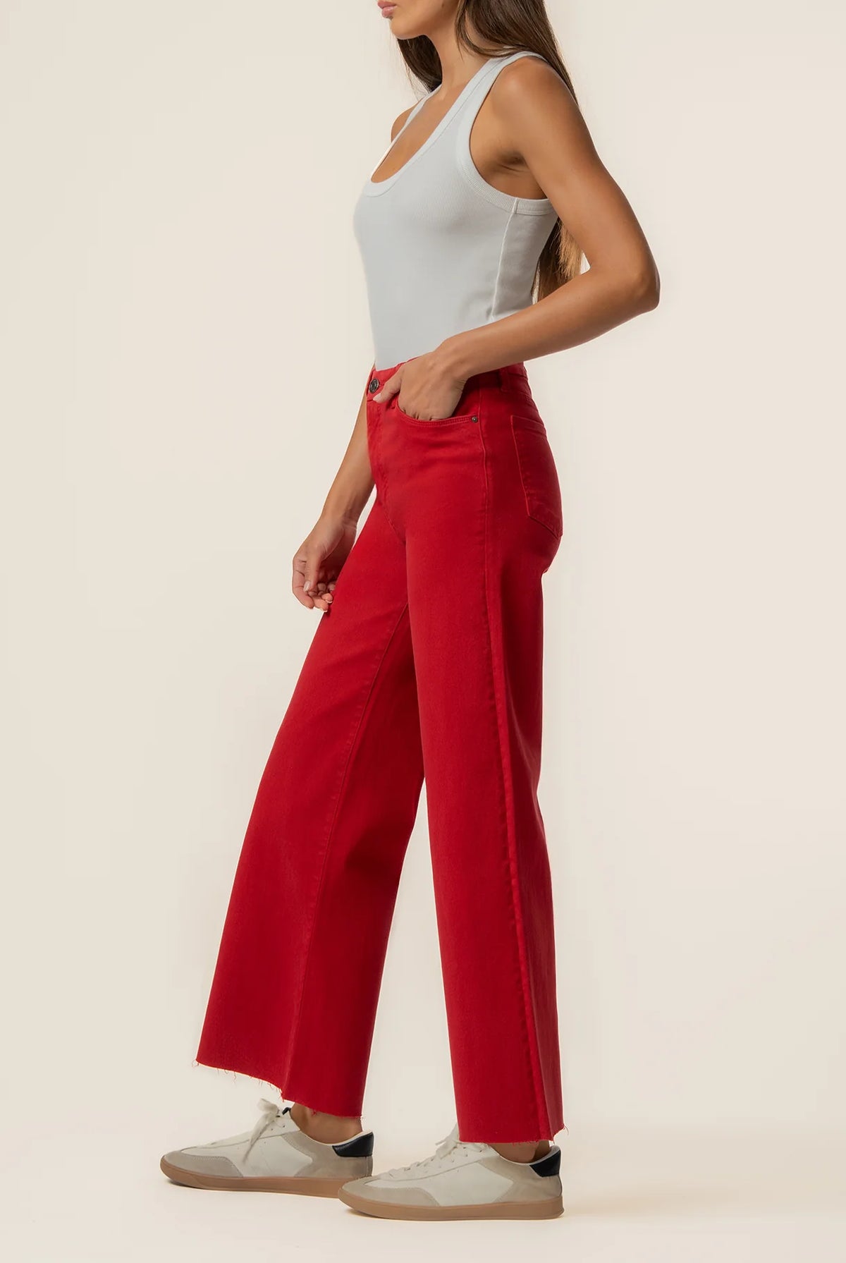 Kut from the Kloth Meg High Rise Wide Leg Corduroy in Ruby Red-Jeans-Kut from the Kloth-Deja Nu Boutique, Women's Fashion Boutique in Lampasas, Texas