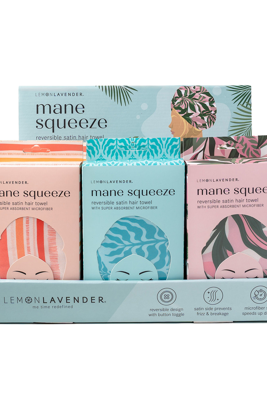 Lemon Lavender® Mane Squeeze Reversible Satin Turbo Towel-Hair Towel-Lemon Lavender-Deja Nu Boutique, Women's Fashion Boutique in Lampasas, Texas