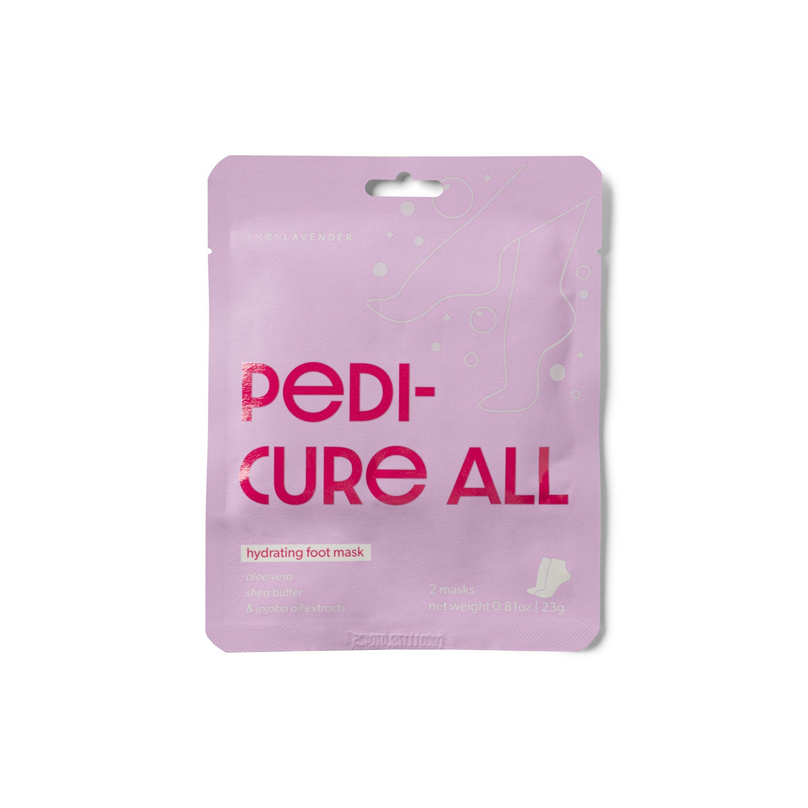 Lemon Lavender® Pedi-Cure All Hydrating Foot Mask with aloe vera, shea butter, and jojoba oil.