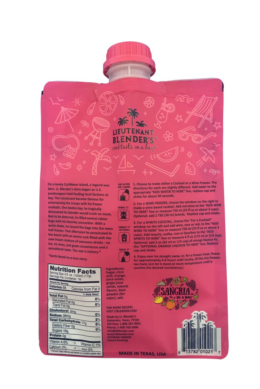 Lieutenant Blender's Sangria in a Bag®-cocktail mix-Lieutenant Blender's-Deja Nu Boutique, Women's Fashion Boutique in Lampasas, Texas