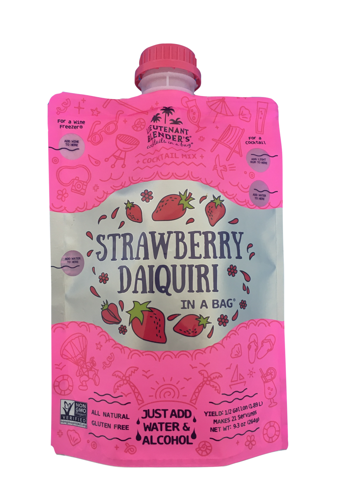 Lieutenant Blender's Strawberry Daiquiri in a Bag®-cocktail mix-Lieutenant Blender's-Deja Nu Boutique, Women's Fashion Boutique in Lampasas, Texas