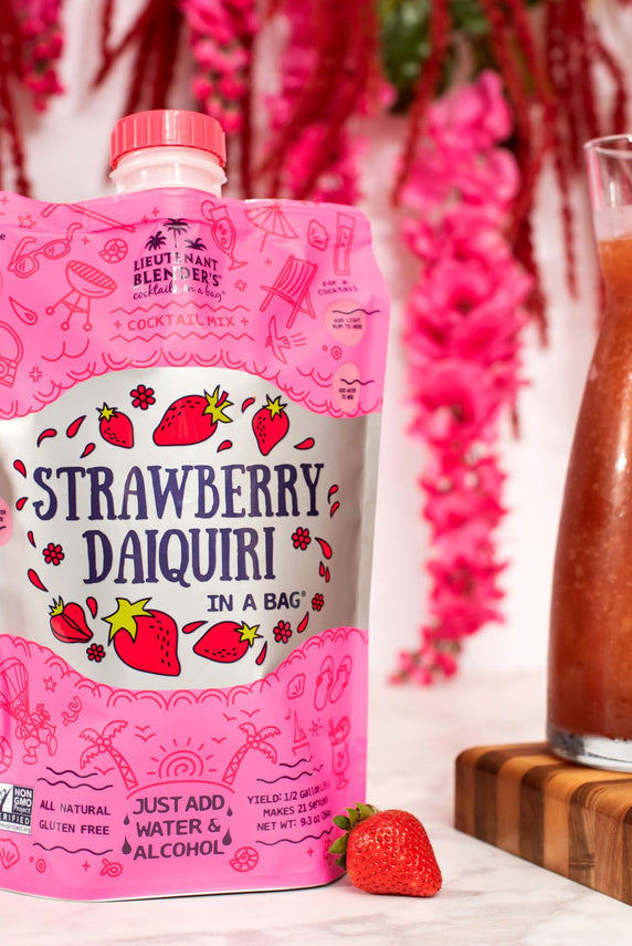 Lieutenant Blender's Strawberry Daiquiri in a Bag®-cocktail mix-Lieutenant Blender's-Deja Nu Boutique, Women's Fashion Boutique in Lampasas, Texas