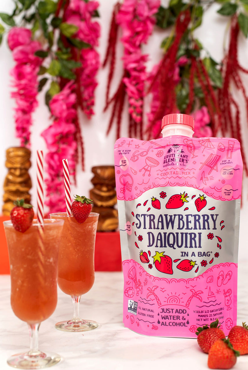 Lieutenant Blender's Strawberry Daiquiri in a Bag®-cocktail mix-Lieutenant Blender's-Deja Nu Boutique, Women's Fashion Boutique in Lampasas, Texas