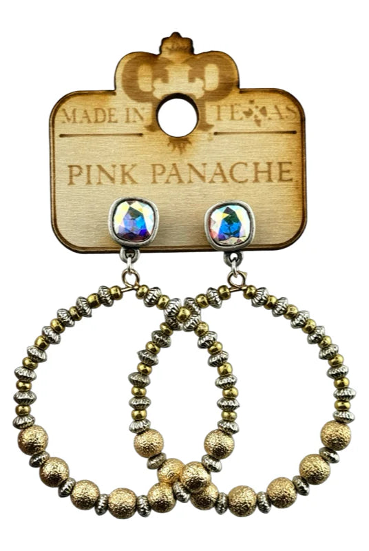 Pink Panache Gold Foil Beaded Circle Earrings-Earrings-Pink Panache-Deja Nu Boutique, Women's Fashion Boutique in Lampasas, Texas
