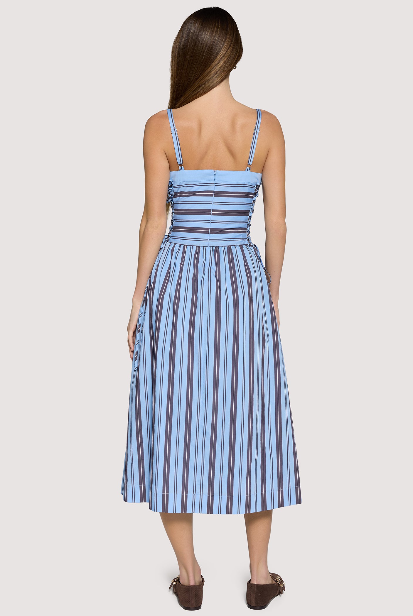 Lost + Wander Parker Midi Dress - Blue Brown-Midi Dresses-Lost + Wander-Deja Nu Boutique, Women's Fashion Boutique in Lampasas, Texas