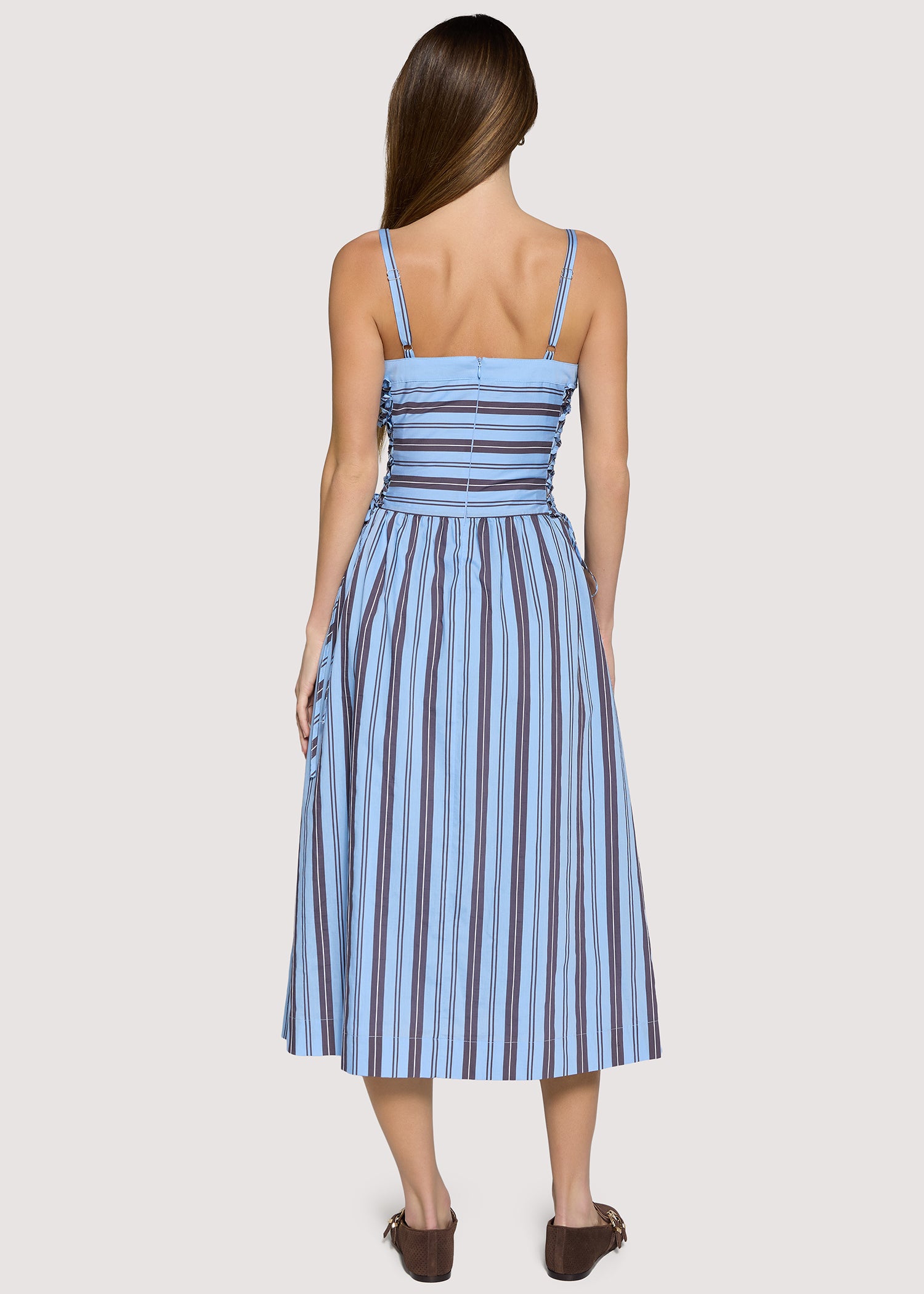 Lost + Wander Parker Midi Dress - Blue Brown-Midi Dresses-Lost + Wander-Deja Nu Boutique, Women's Fashion Boutique in Lampasas, Texas