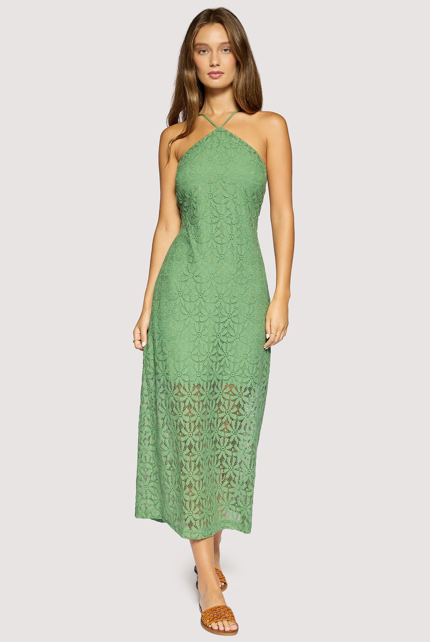 Lost + Wander Green Lace Maxi Dress | Marisol Embroidered Halter Midi Dress-Maxi Dresses-Lost + Wander-Deja Nu Boutique, Women's Fashion Boutique in Lampasas, Texas