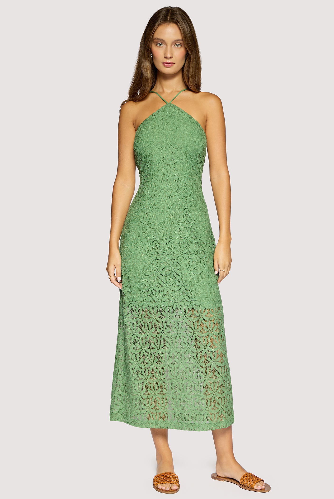 Lost + Wander Green Lace Maxi Dress | Marisol Embroidered Halter Midi Dress-Maxi Dresses-Lost + Wander-Deja Nu Boutique, Women's Fashion Boutique in Lampasas, Texas
