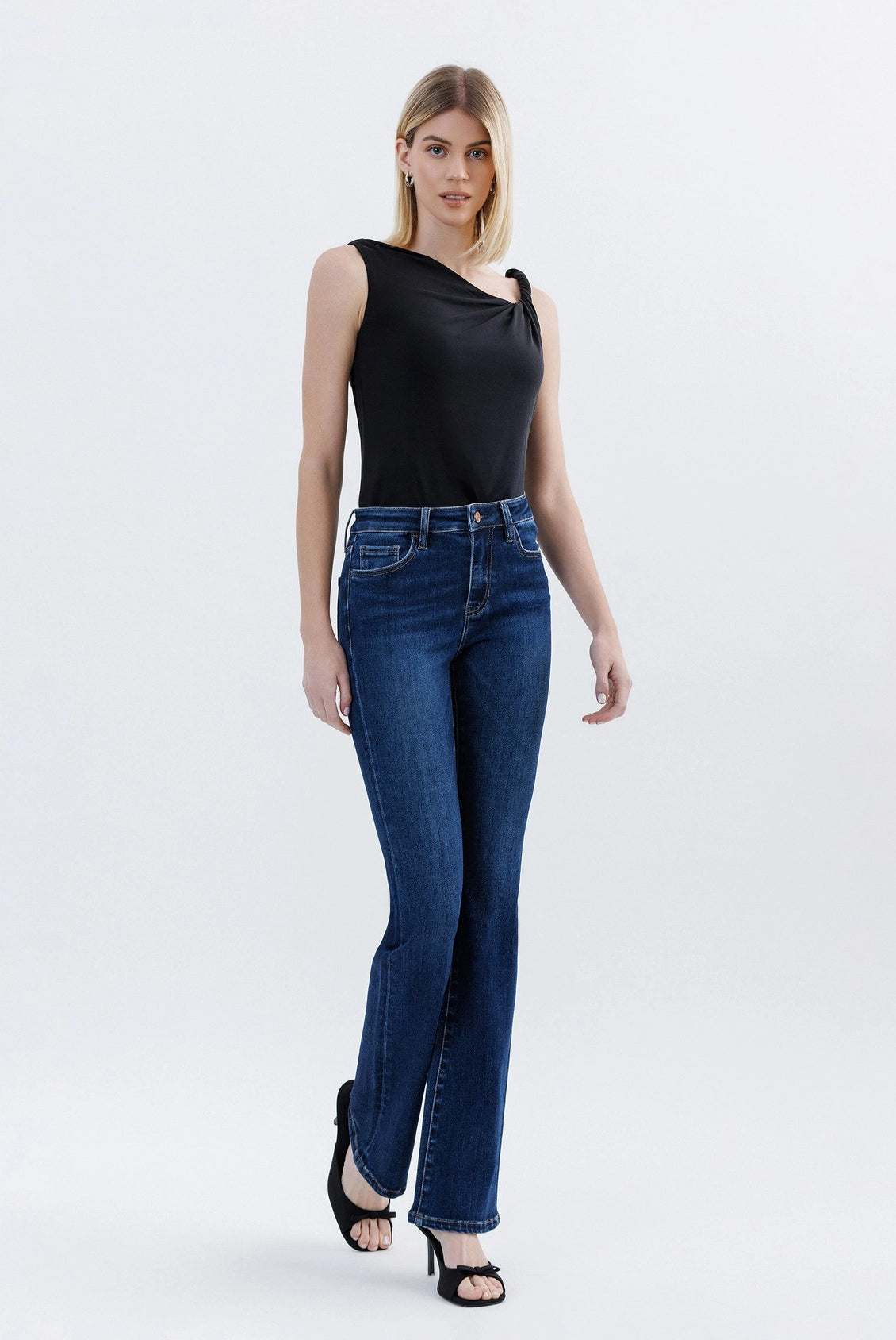 Lovervet by Vervet Tummy Control High Rise Full Length Bootcut Jeans in Effective-Jeans-Lovervet by Vervet-Deja Nu Boutique, Women's Fashion Boutique in Lampasas, Texas