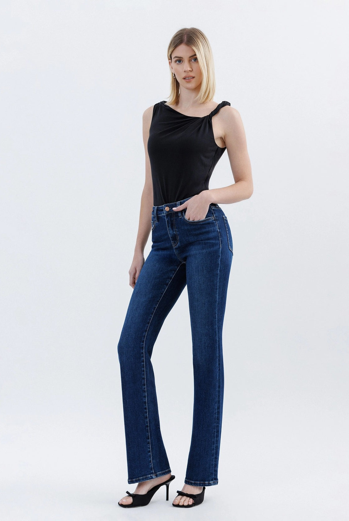 Lovervet by Vervet Tummy Control High Rise Full Length Bootcut Jeans in Effective-Jeans-Lovervet by Vervet-Deja Nu Boutique, Women's Fashion Boutique in Lampasas, Texas