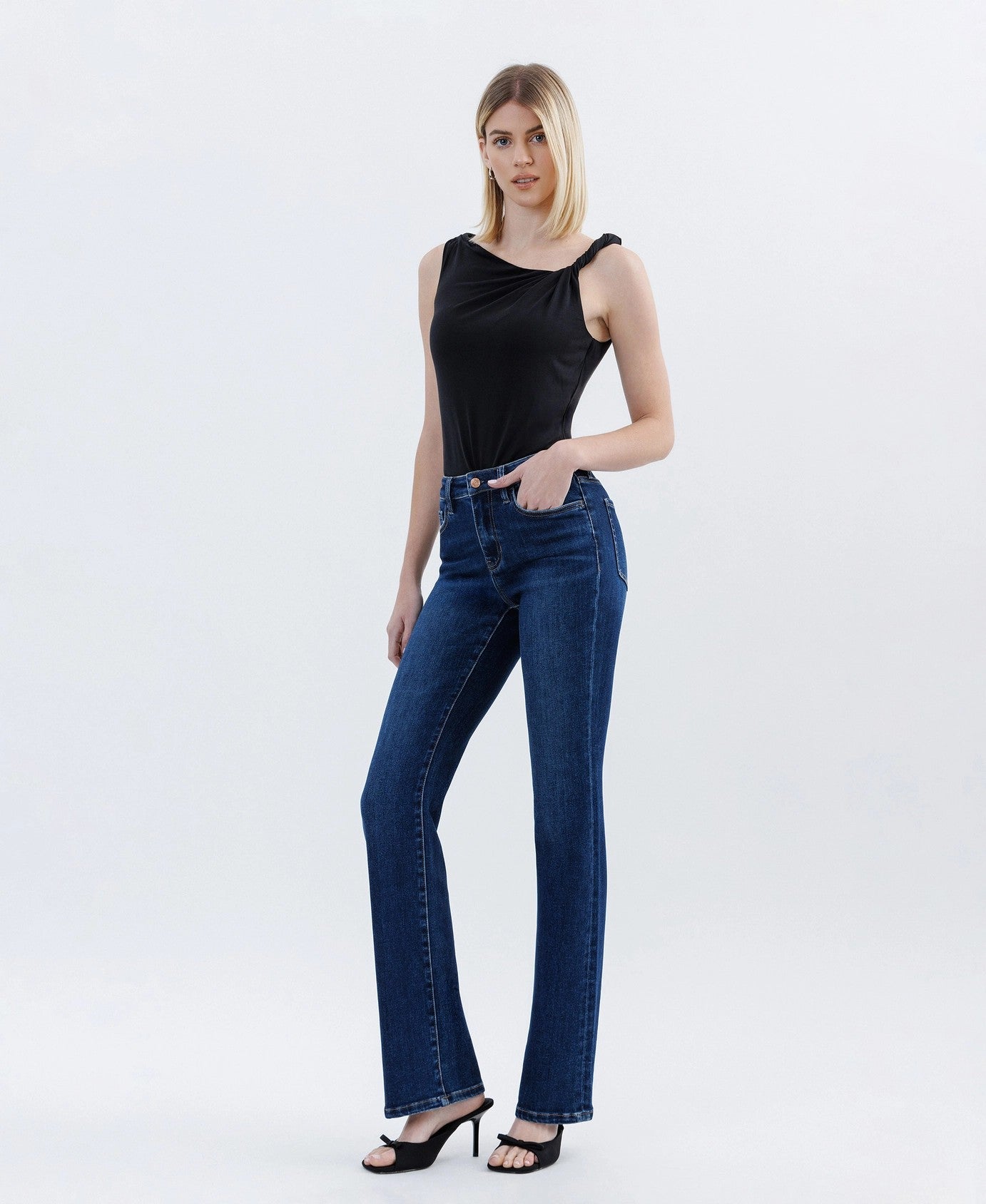 Lovervet by Vervet Tummy Control High Rise Full Length Bootcut Jeans in Effective-Jeans-Lovervet by Vervet-Deja Nu Boutique, Women's Fashion Boutique in Lampasas, Texas