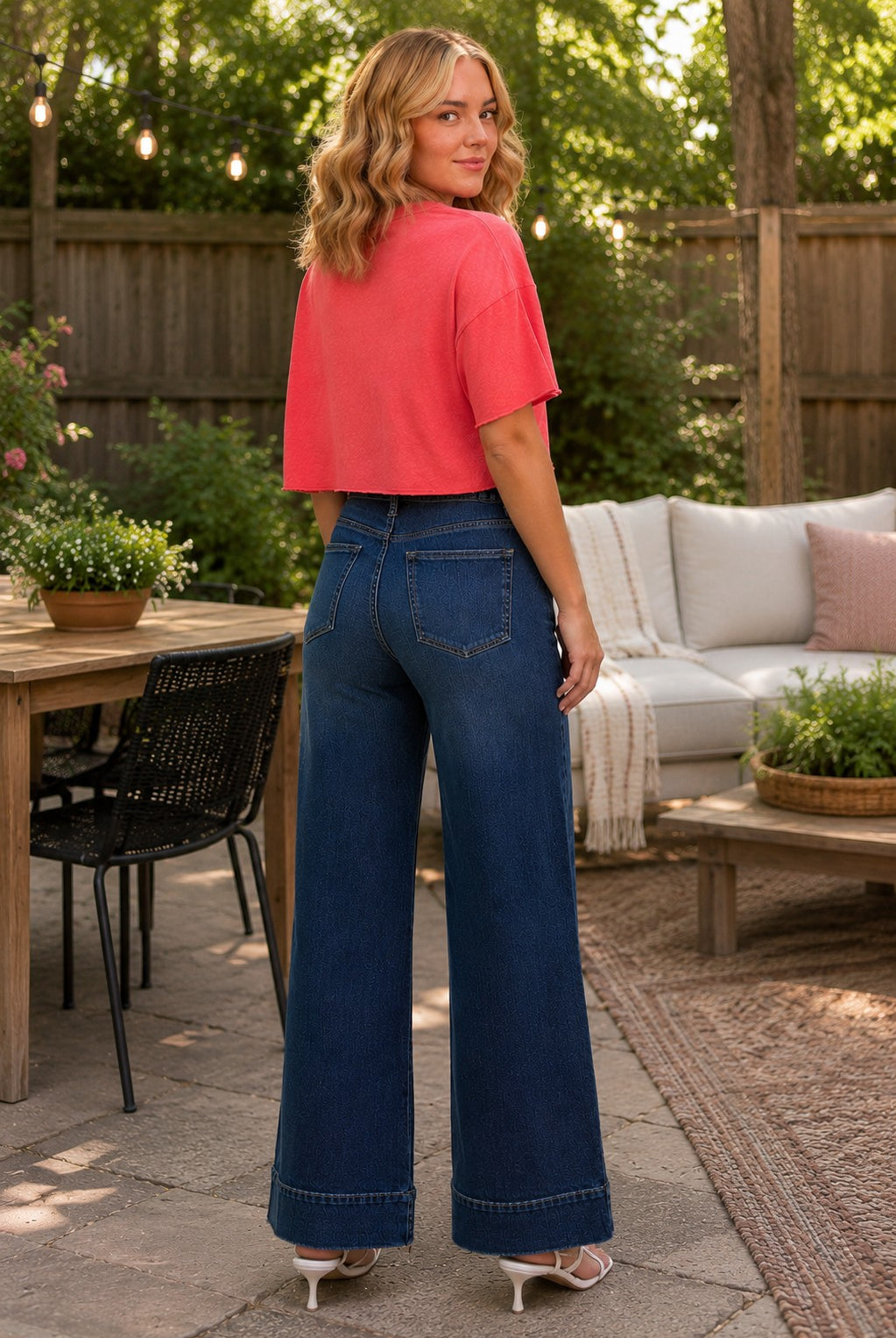 Lovervet by Vervet High Rise Dark Wash Trouser Hem Wide Jeans-Jeans-Lovervet by Vervet-Deja Nu Boutique, Women's Fashion Boutique in Lampasas, Texas