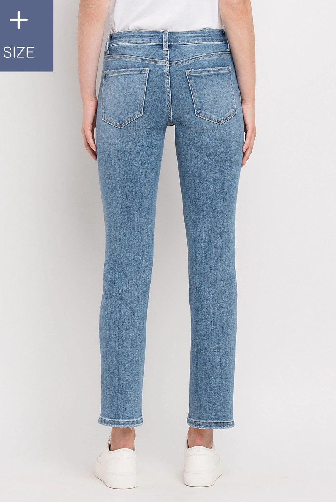Lovervet by Vervet Plus Size Mid Rise Ankle Slim Straight Jeans in Safe Wash-Curvy/Plus Jeans-Lovervet by Vervet-Deja Nu Boutique, Women's Fashion Boutique in Lampasas, Texas