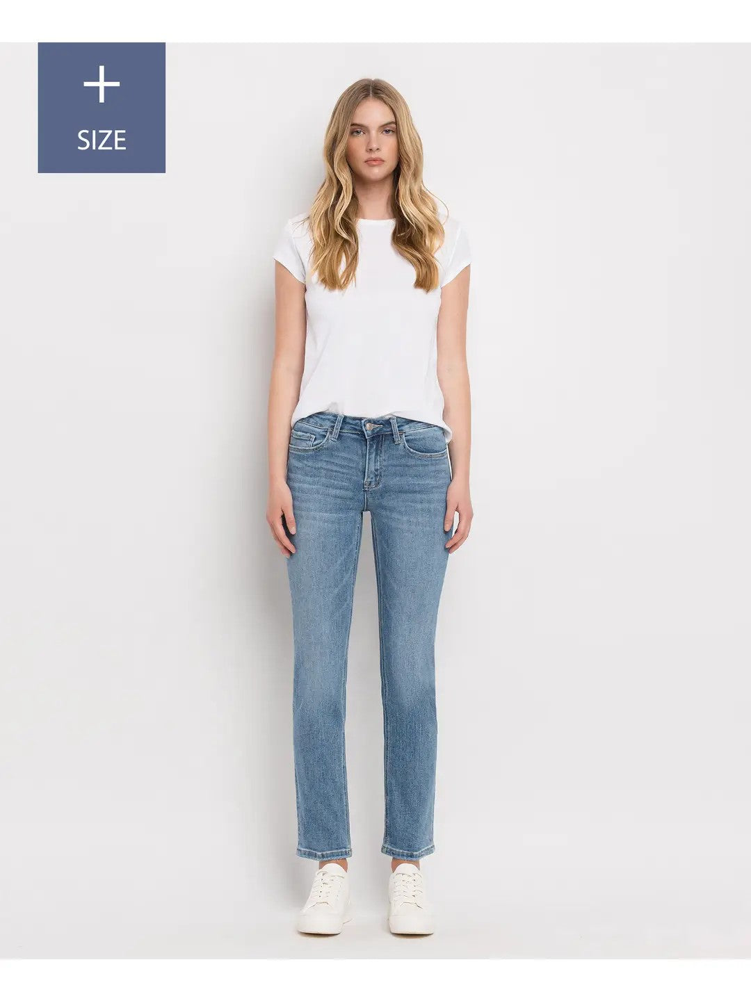 Lovervet by Vervet Plus Size Mid Rise Ankle Slim Straight Jeans in Safe Wash-Curvy/Plus Jeans-Lovervet by Vervet-Deja Nu Boutique, Women's Fashion Boutique in Lampasas, Texas