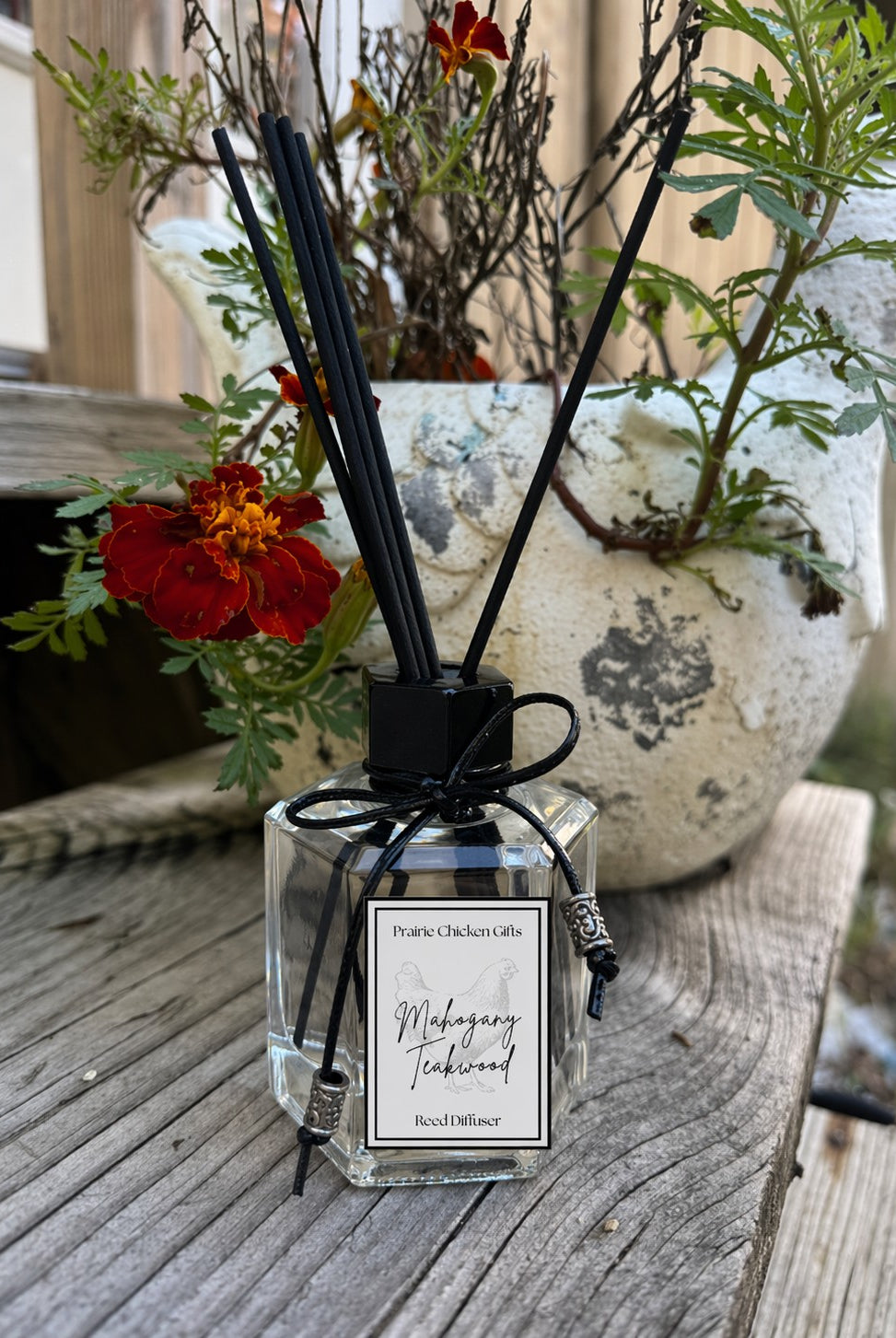 Mahogany Teakwood Reed Diffuser – Musk, Oak & Lavender Luxury Home Fragrance-Room Diffuser-Prairie Chicken Sticker Shop & Gifts-Deja Nu Boutique, Women's Fashion Boutique in Lampasas, Texas