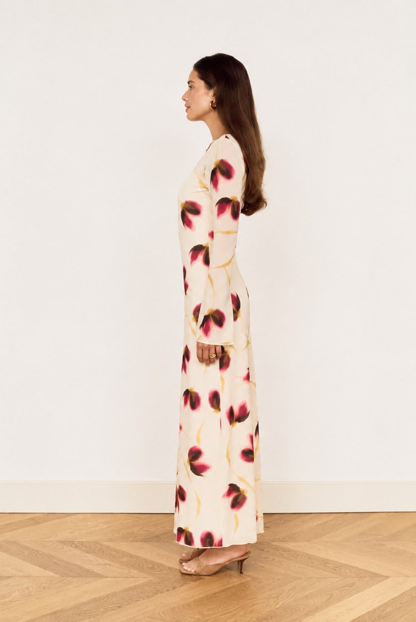 MINKPINK Emery Mesh Sleeved Midi Dress – Floral-Midi Dresses-MINKPINK-Deja Nu Boutique, Women's Fashion Boutique in Lampasas, Texas