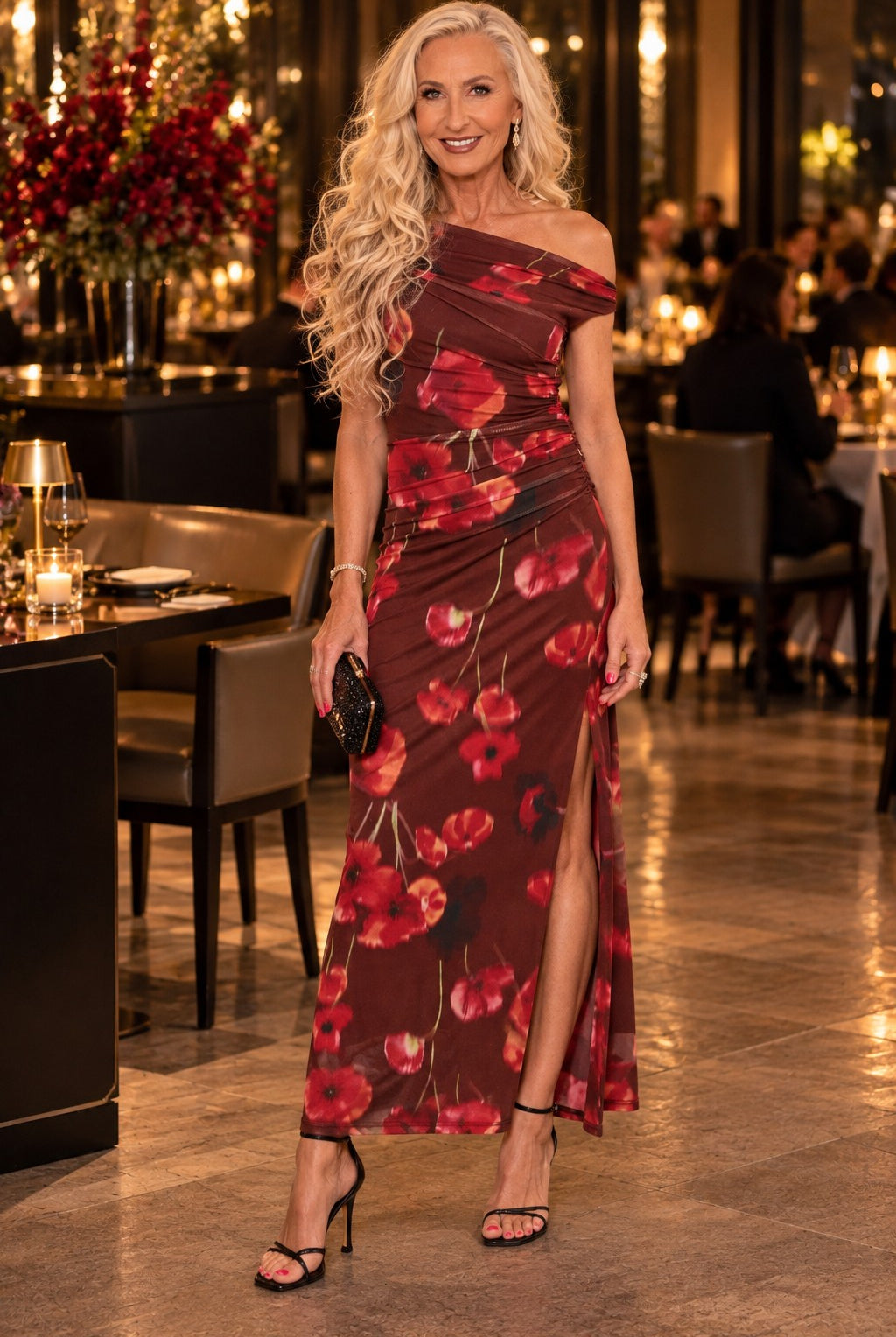 MINKPINK Frida Red Poppy Print Off Shoulder Mesh Maxi Dress-Maxi Dresses-MINKPINK-Deja Nu Boutique, Women's Fashion Boutique in Lampasas, Texas