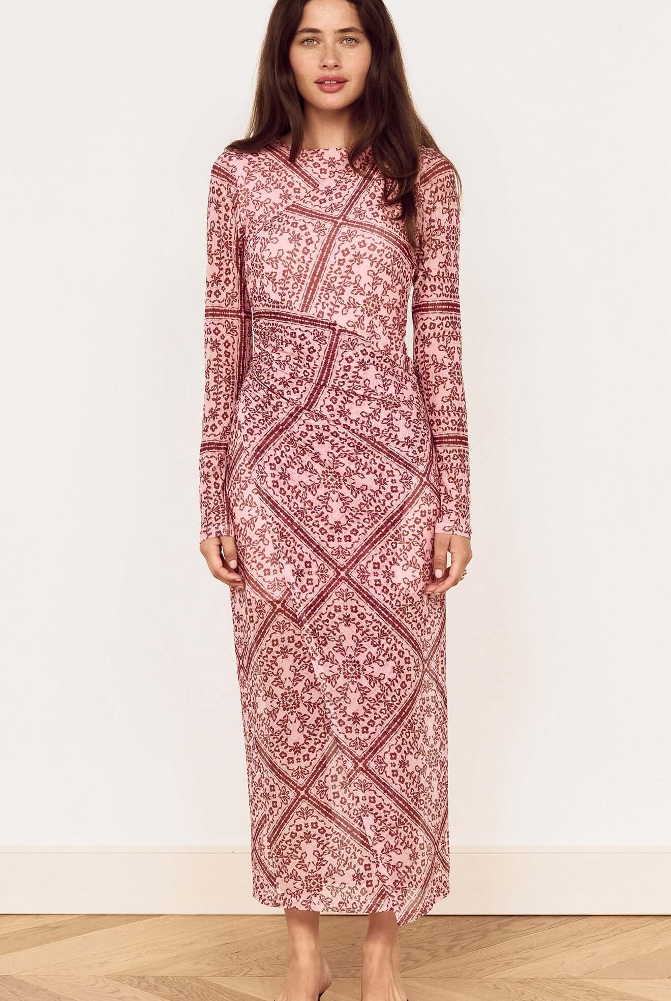 MINKPINK Jolene Pink Paisley Mesh Midi Dress-Midi Dresses-MINKPINK-Deja Nu Boutique, Women's Fashion Boutique in Lampasas, Texas