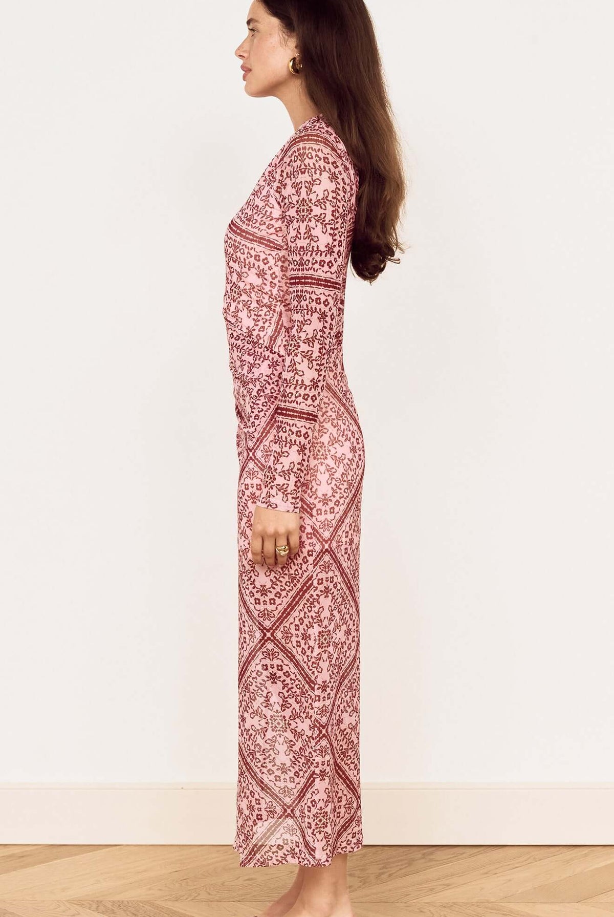 MINKPINK Jolene Pink Paisley Mesh Midi Dress-Midi Dresses-MINKPINK-Deja Nu Boutique, Women's Fashion Boutique in Lampasas, Texas