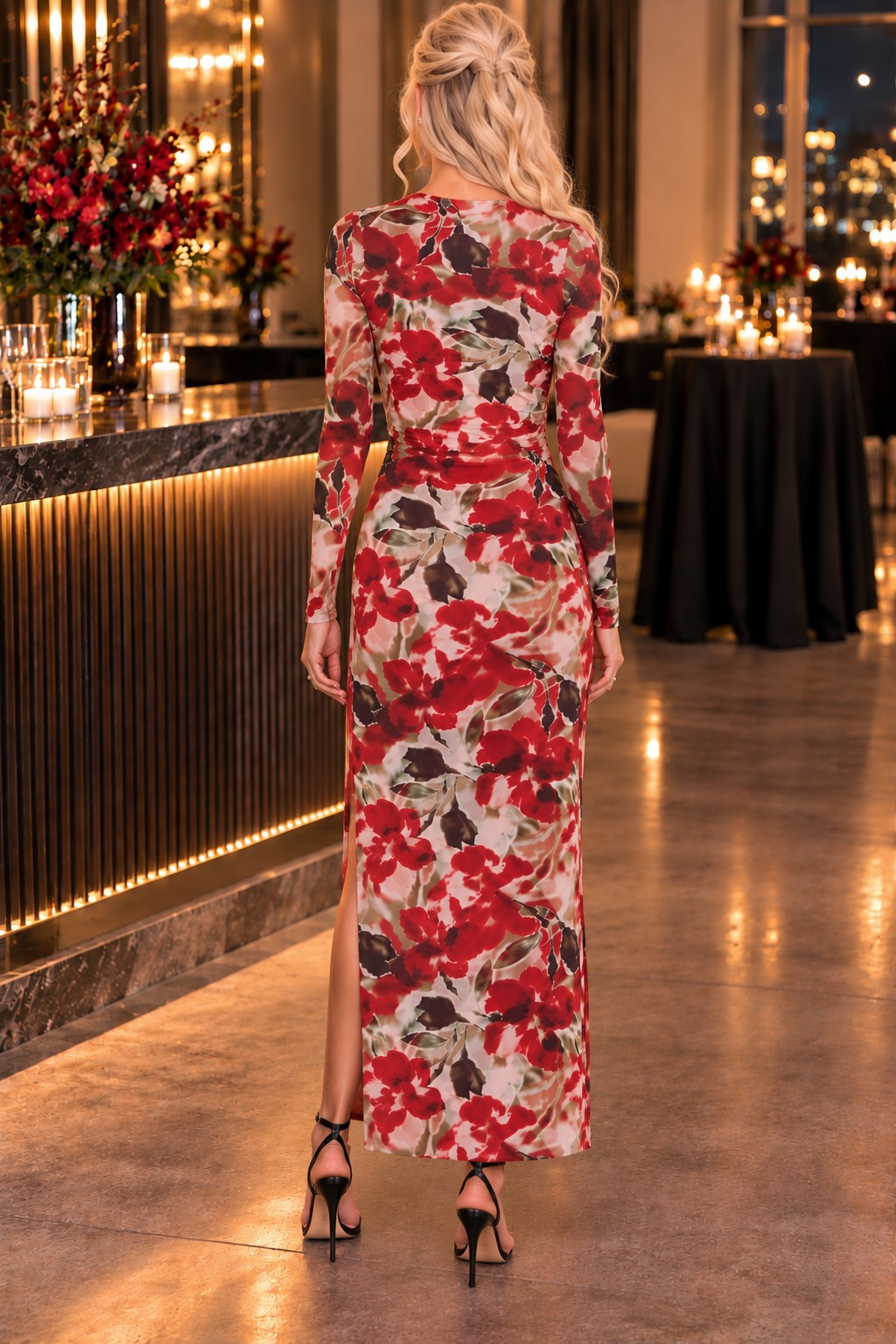 MINKPINK Maxime Red Floral Mesh Midi Dress-Maxi Dresses-MINKPINK-Deja Nu Boutique, Women's Fashion Boutique in Lampasas, Texas