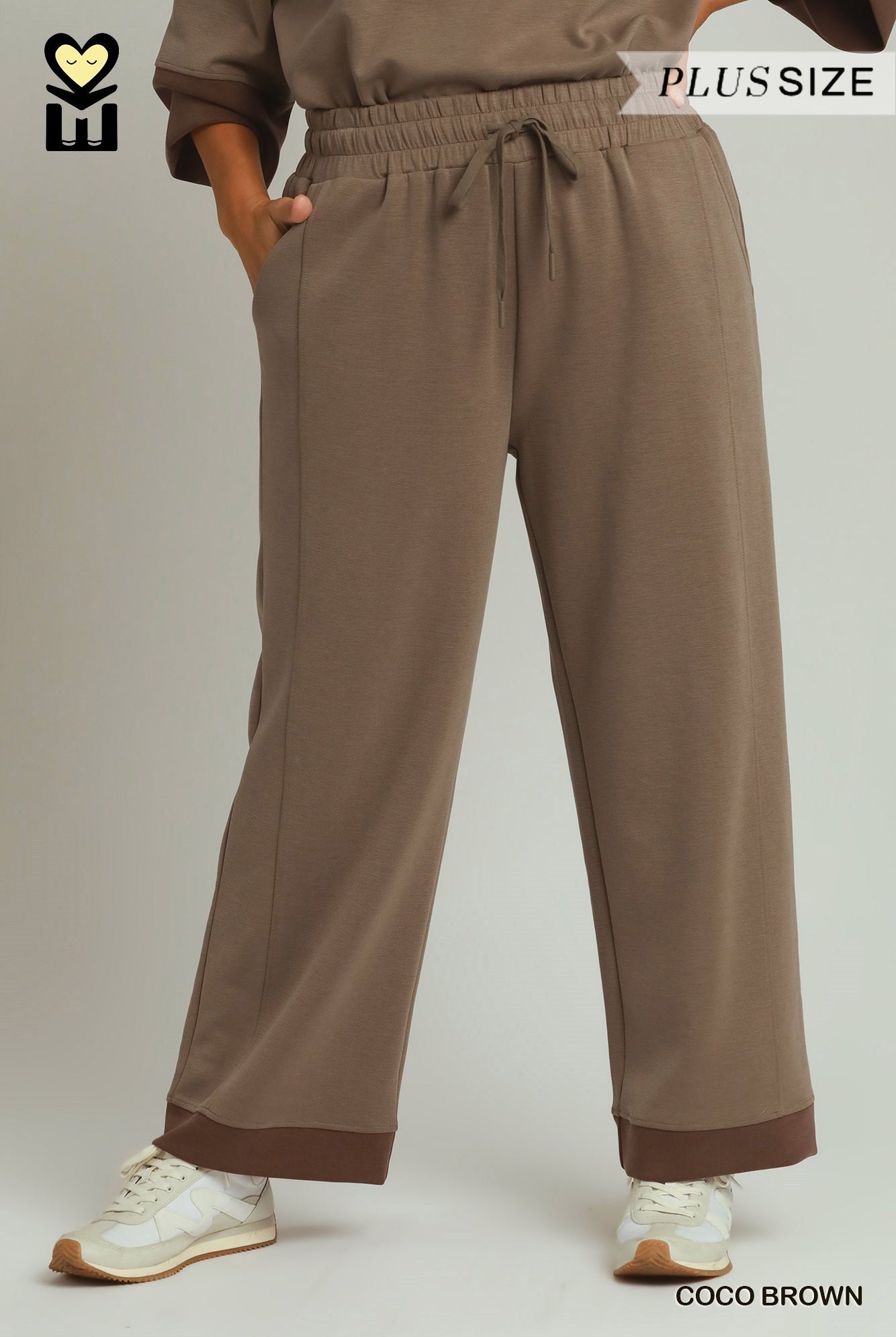 MOHMe by Umgee CloudKnit Modal Tencel Straight Leg Pants in Coco Brown Plus-Curvy/Plus Bottoms-Umgee-Deja Nu Boutique, Women's Fashion Boutique in Lampasas, Texas