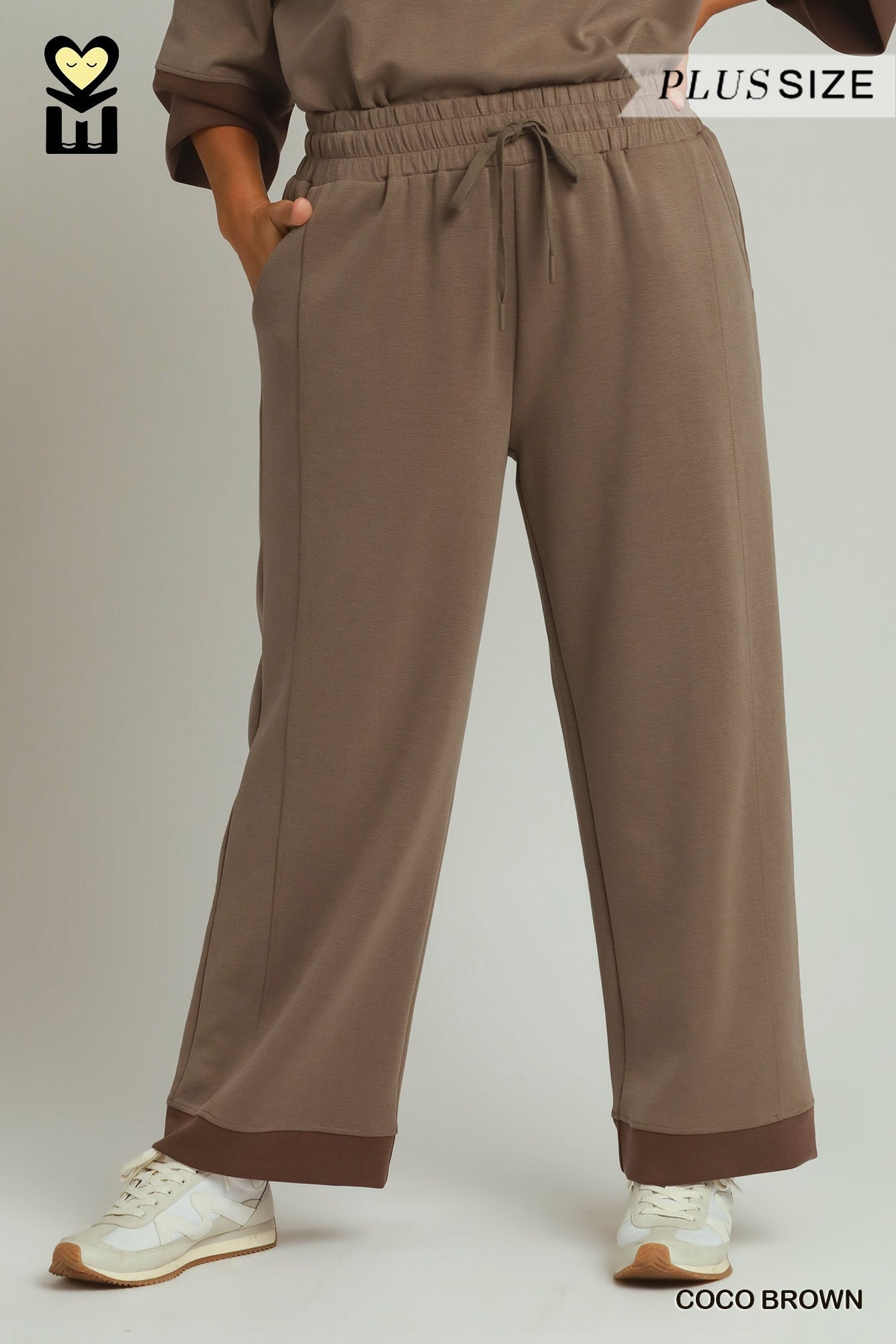 MOHMe by Umgee CloudKnit Modal Tencel Straight Leg Pants in Coco Brown Plus-Curvy/Plus Bottoms-Umgee-Deja Nu Boutique, Women's Fashion Boutique in Lampasas, Texas