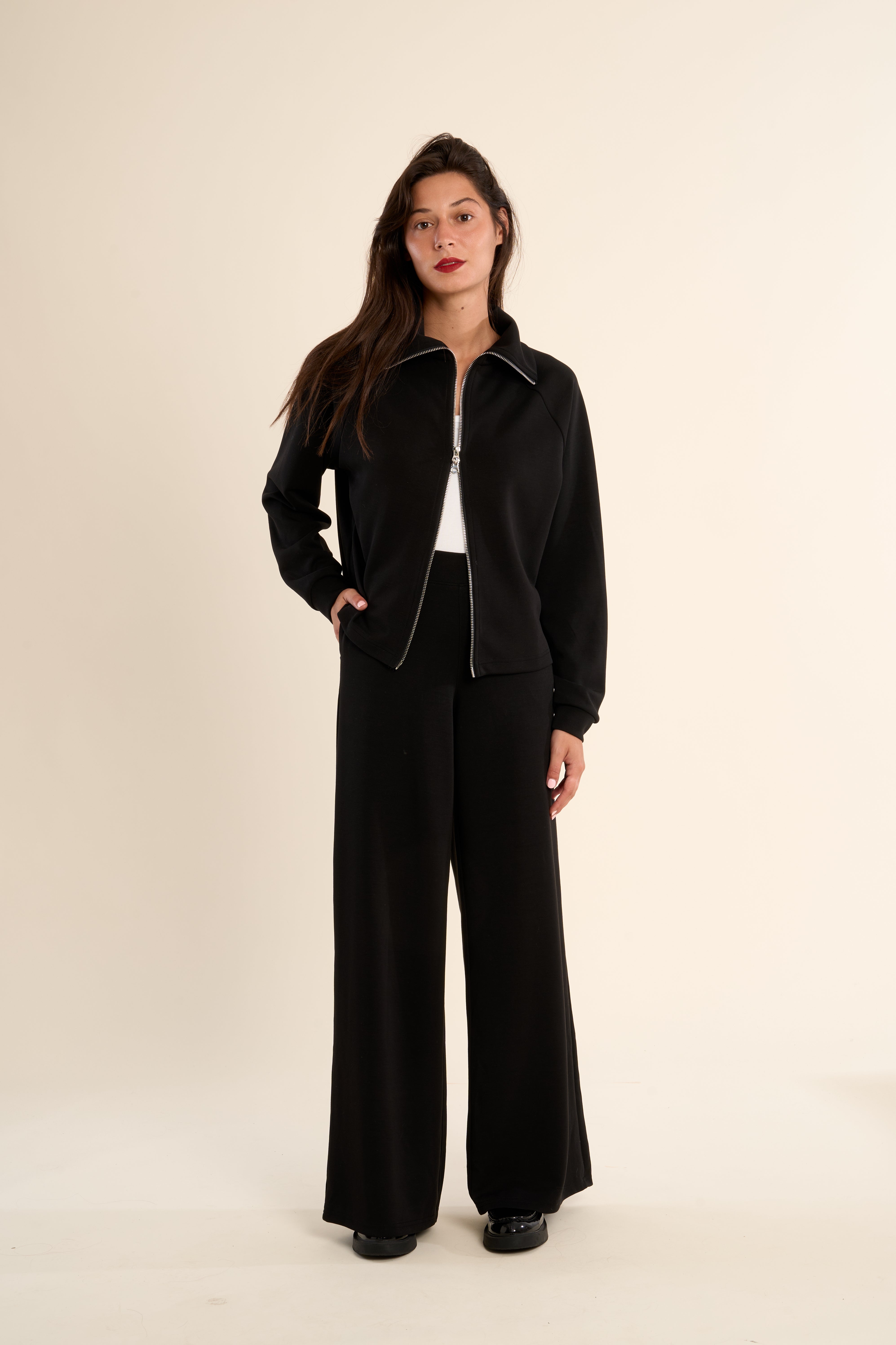 Molly Bracken Gabrielle Dora Black Zip Front Sport Jacket-Jackets-Gabrielle-Deja Nu Boutique, Women's Fashion Boutique in Lampasas, Texas