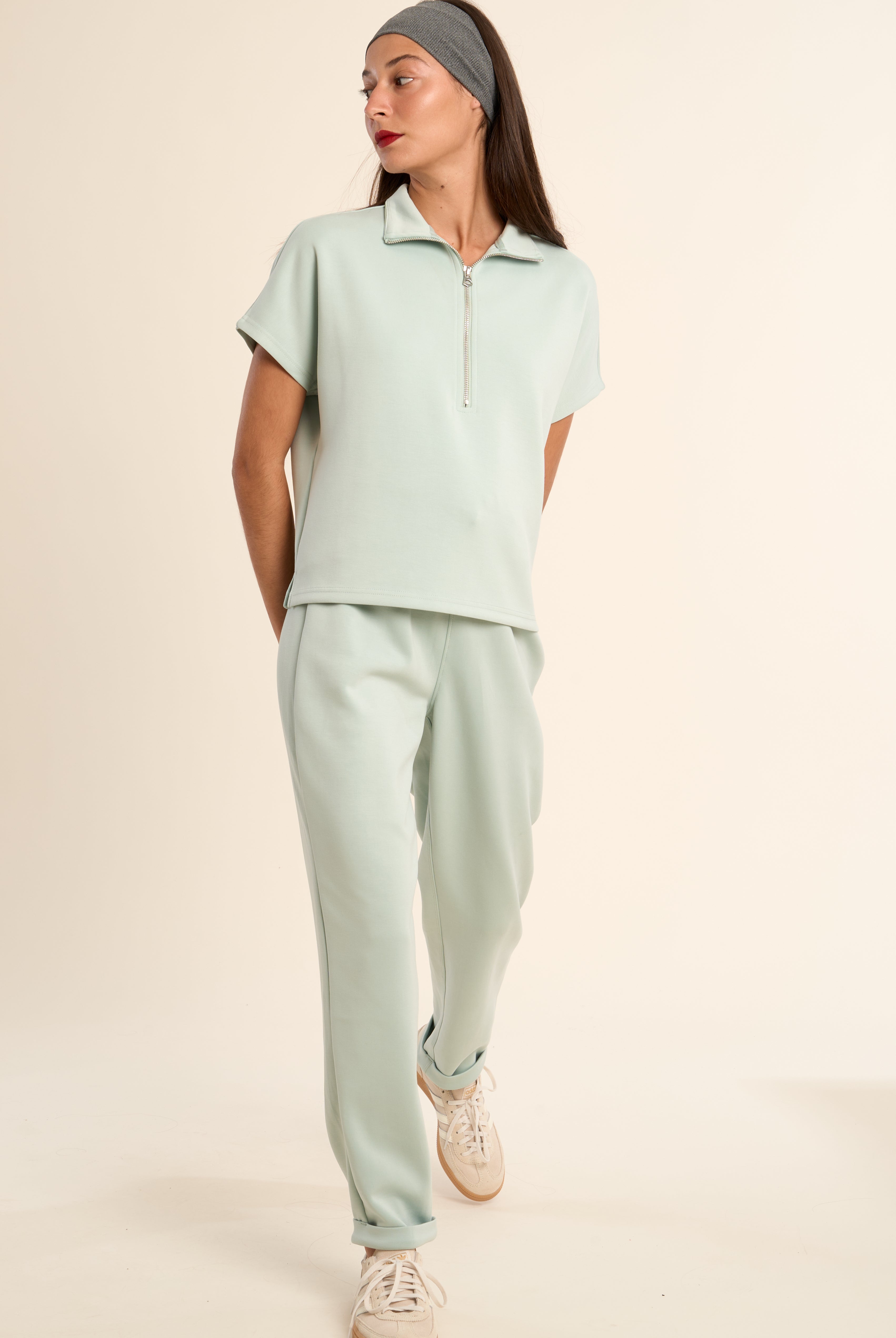 Molly Bracken Gabrielle Gala Sage Half Zip Top-Athleisurewear-Gabrielle-Deja Nu Boutique, Women's Fashion Boutique in Lampasas, Texas