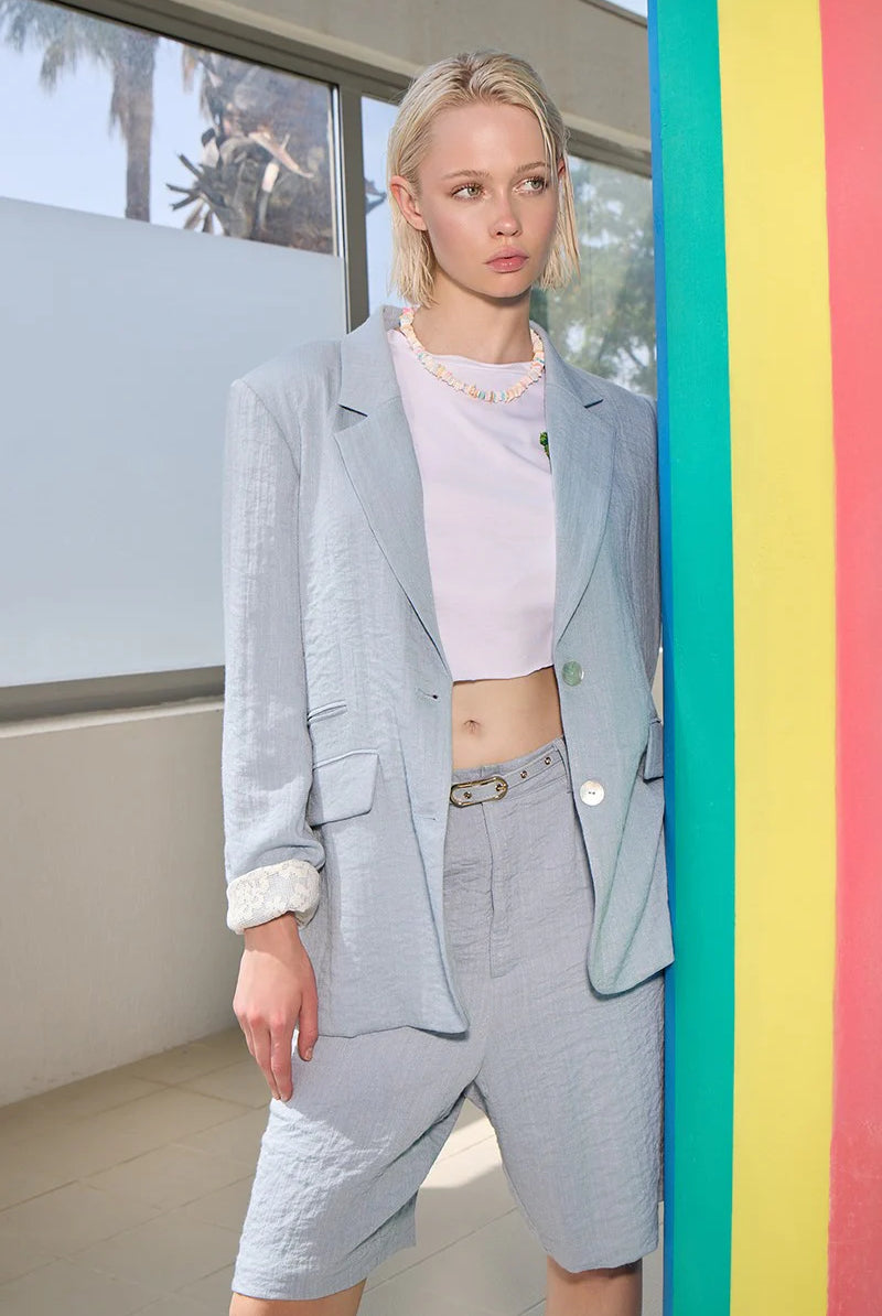 Molly Bracken Lili Sidonio Light Blue High Waist Bermuda Shorts-Shorts-Molly Bracken-Deja Nu Boutique, Women's Fashion Boutique in Lampasas, Texas