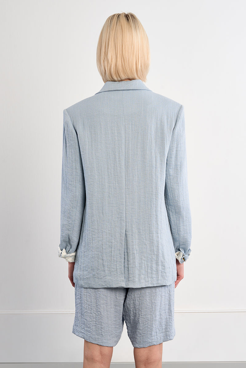 Molly Bracken Lili Sidonio Light Blue Wide Fit Tailored Blazer-Blazers-Molly Bracken-Deja Nu Boutique, Women's Fashion Boutique in Lampasas, Texas