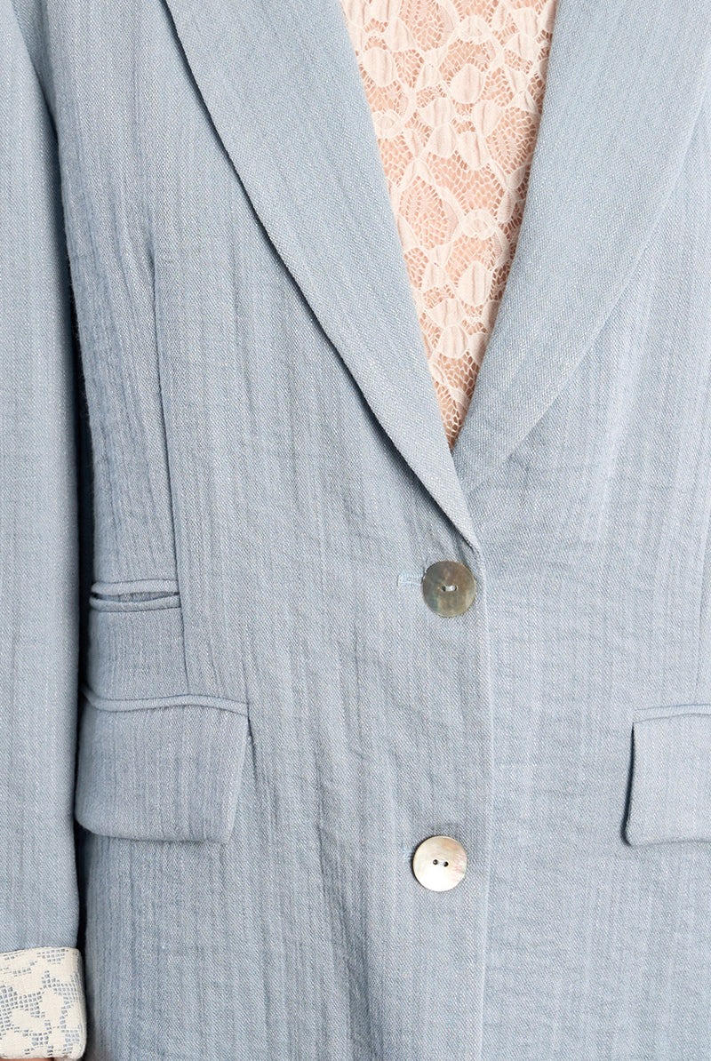 Molly Bracken Lili Sidonio Light Blue Wide Fit Tailored Blazer-Blazers-Molly Bracken-Deja Nu Boutique, Women's Fashion Boutique in Lampasas, Texas