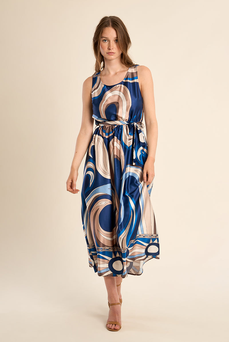 Molly Bracken Navy Athena Printed Sleeveless Maxi Dress-Midi Dresses-Molly Bracken-Deja Nu Boutique, Women's Fashion Boutique in Lampasas, Texas