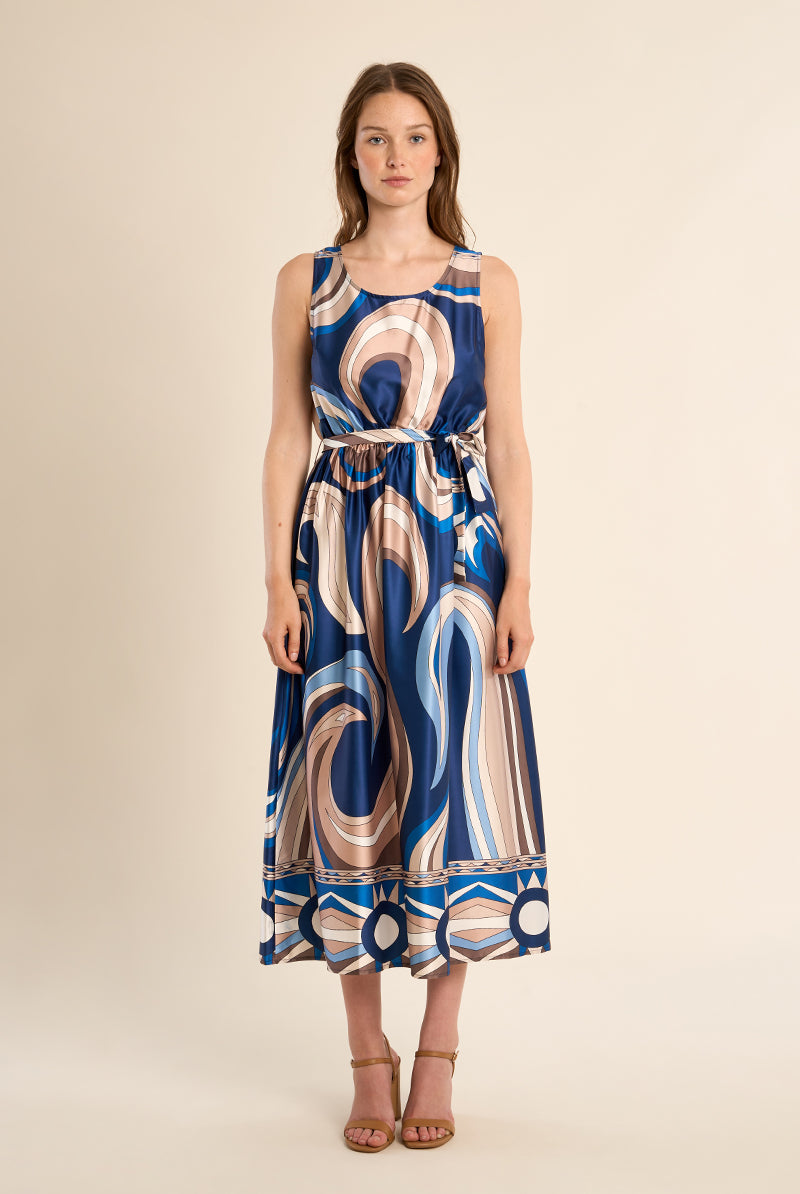 Molly Bracken Navy Athena Printed Sleeveless Maxi Dress-Midi Dresses-Molly Bracken-Deja Nu Boutique, Women's Fashion Boutique in Lampasas, Texas