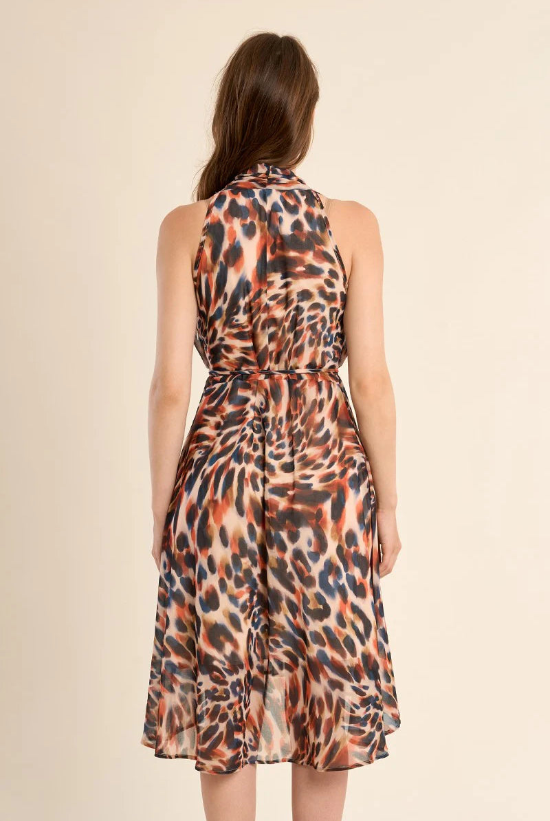 Molly Bracken Orange Romy Printed Asymmetrical Halter Dress-mini dress-Molly Bracken-Deja Nu Boutique, Women's Fashion Boutique in Lampasas, Texas