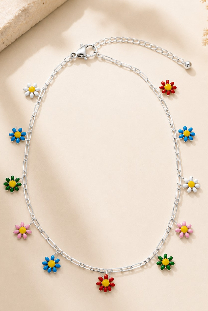 Multicolor Daisy Charm Anklet – Gold or Silver-Anklets-Deja Nu-Deja Nu Boutique, Women's Fashion Boutique in Lampasas, Texas