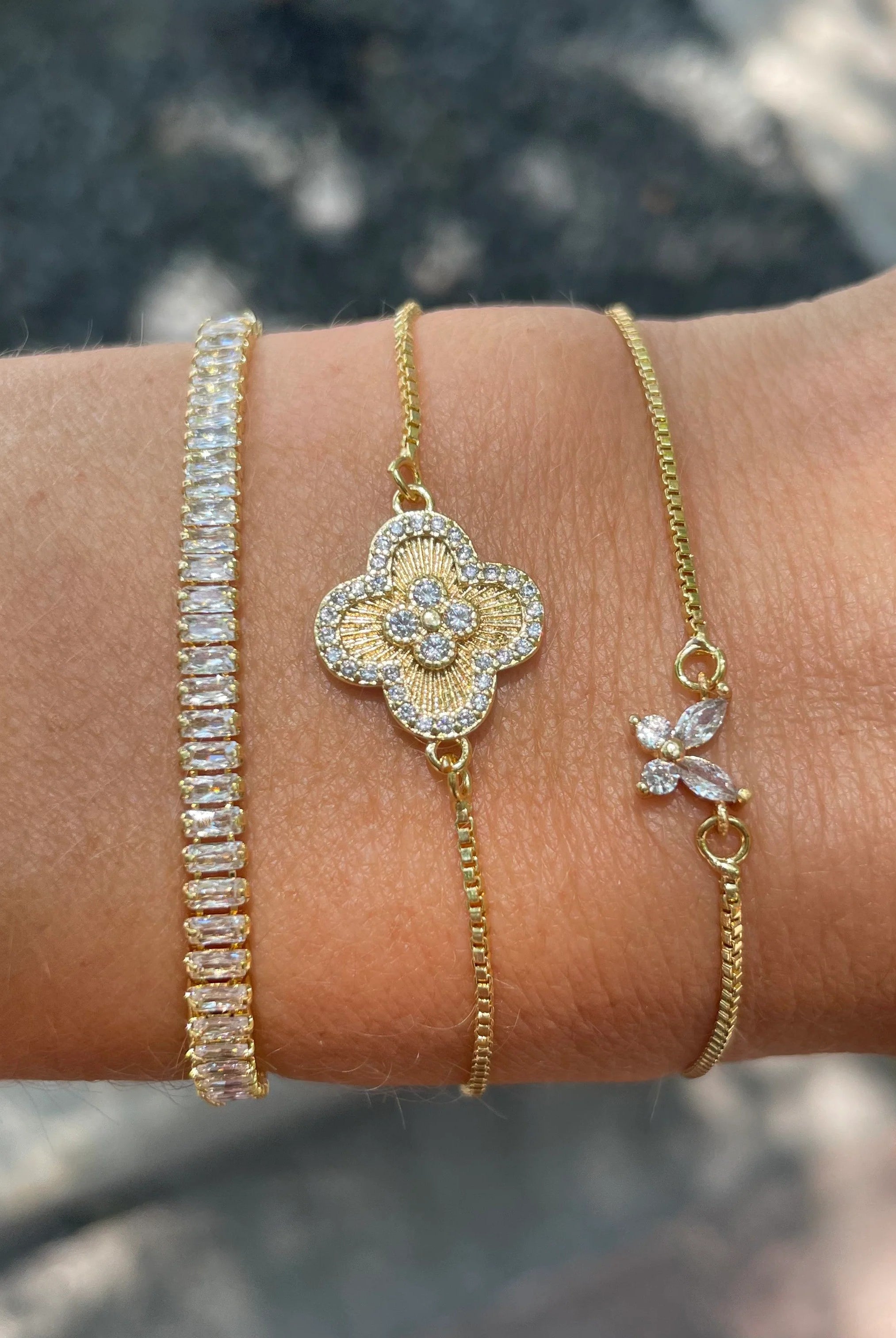 Nikki Smith Baguette Crystal Slider Bracelet-Bracelets-Nikki Smith-Deja Nu Boutique, Women's Fashion Boutique in Lampasas, Texas