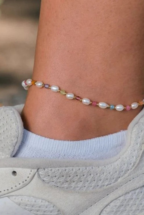 Nikki Smith Beaded Pearl Anklet-Anklets-Nikki Smith-Deja Nu Boutique, Women's Fashion Boutique in Lampasas, Texas