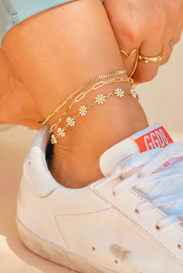 Nikki Smith Daisy White Anklet-Anklets-Nikki Smith-Deja Nu Boutique, Women's Fashion Boutique in Lampasas, Texas