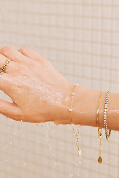 Nikki Smith Gold Shimmer Tennis Bracelet - Waterproof-Bracelets-Nikki Smith-Deja Nu Boutique, Women's Fashion Boutique in Lampasas, Texas