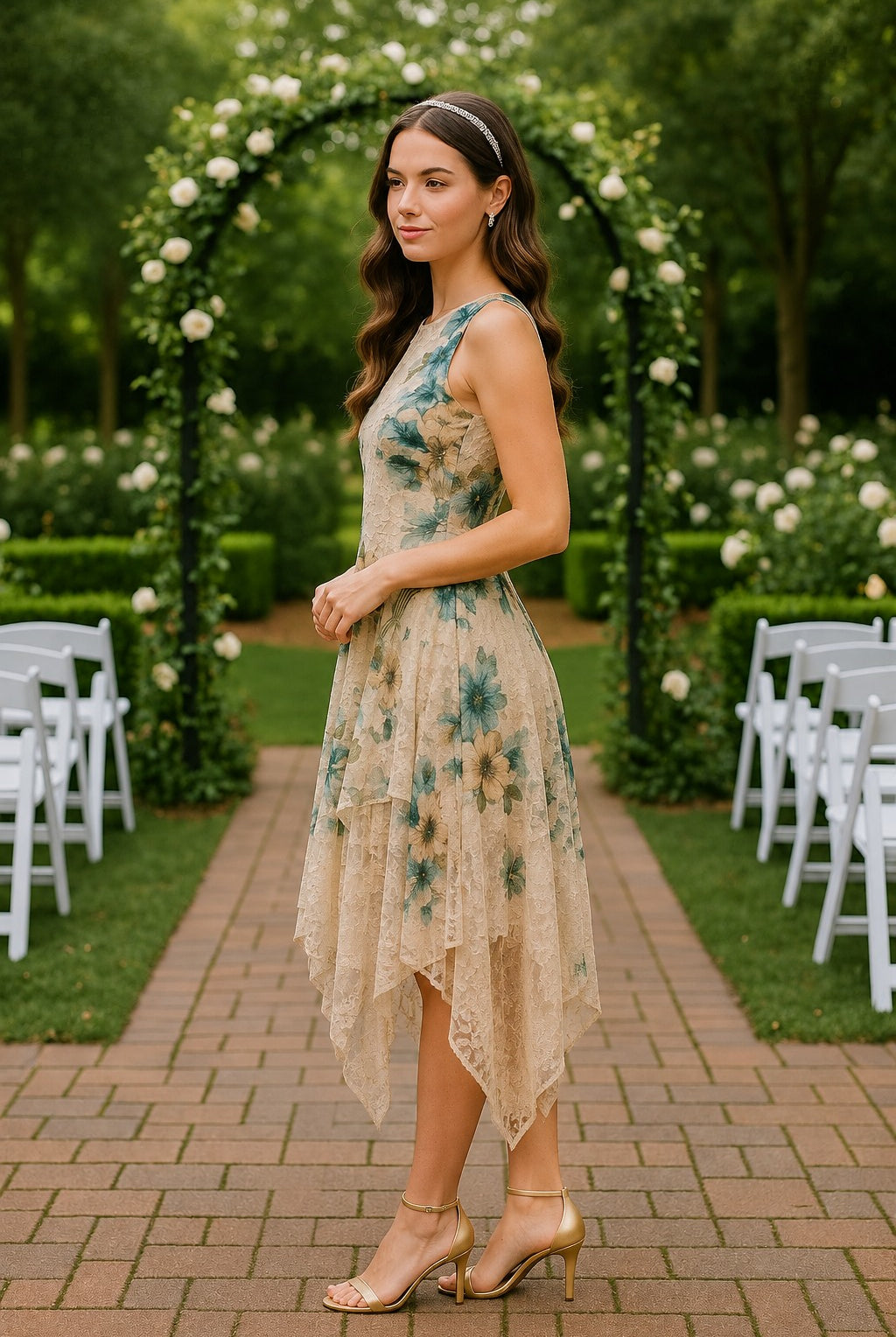 Origami Apparel Whimsical Sleeveless Lace Midi Dress in Hibiscus-Dresses-Origami Apparel-Deja Nu Boutique, Women's Fashion Boutique in Lampasas, Texas