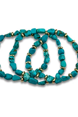 Pink Panache Afghan Turquoise & 18K Gold Dipped Bracelet Set-Bracelets-Pink Panache-Deja Nu Boutique, Women's Fashion Boutique in Lampasas, Texas