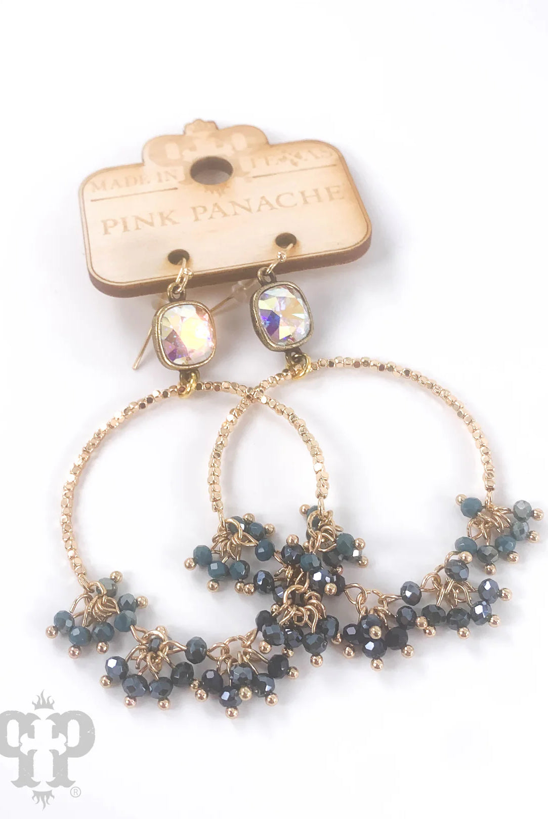 Pink Panache Blue Cluster Beaded Circle Earrings-Earrings-Pink Panache-Deja Nu Boutique, Women's Fashion Boutique in Lampasas, Texas