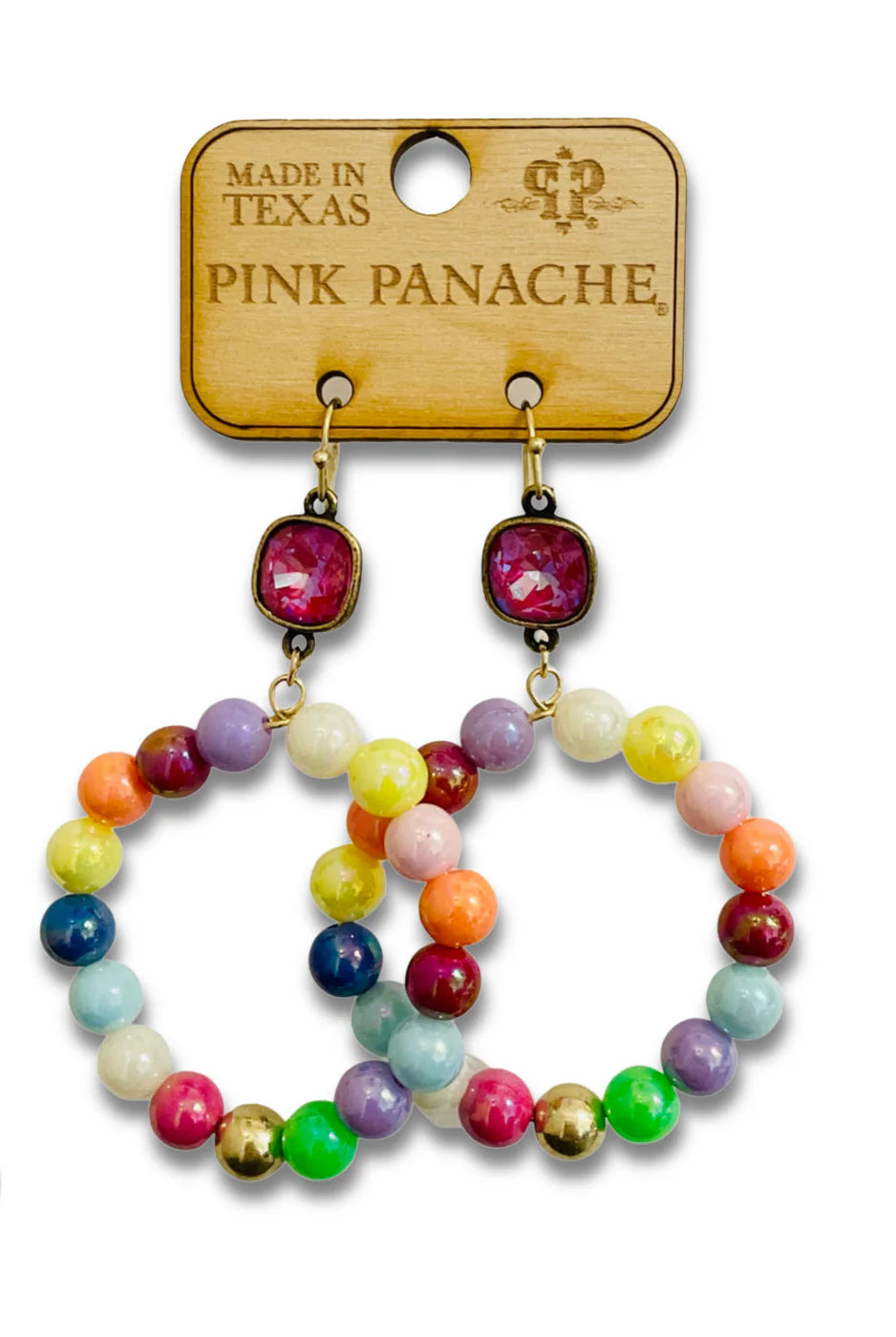 Pink Panache Multi-Color Beaded Circle Earrings with Austrian Crystal-Earrings-Pink Panache-Deja Nu Boutique, Women's Fashion Boutique in Lampasas, Texas