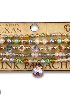 Pink Panache Spring Multi-Color Bead Bracelet with Austrian Crystal Charm-Bracelets-Pink Panache-Deja Nu Boutique, Women's Fashion Boutique in Lampasas, Texas