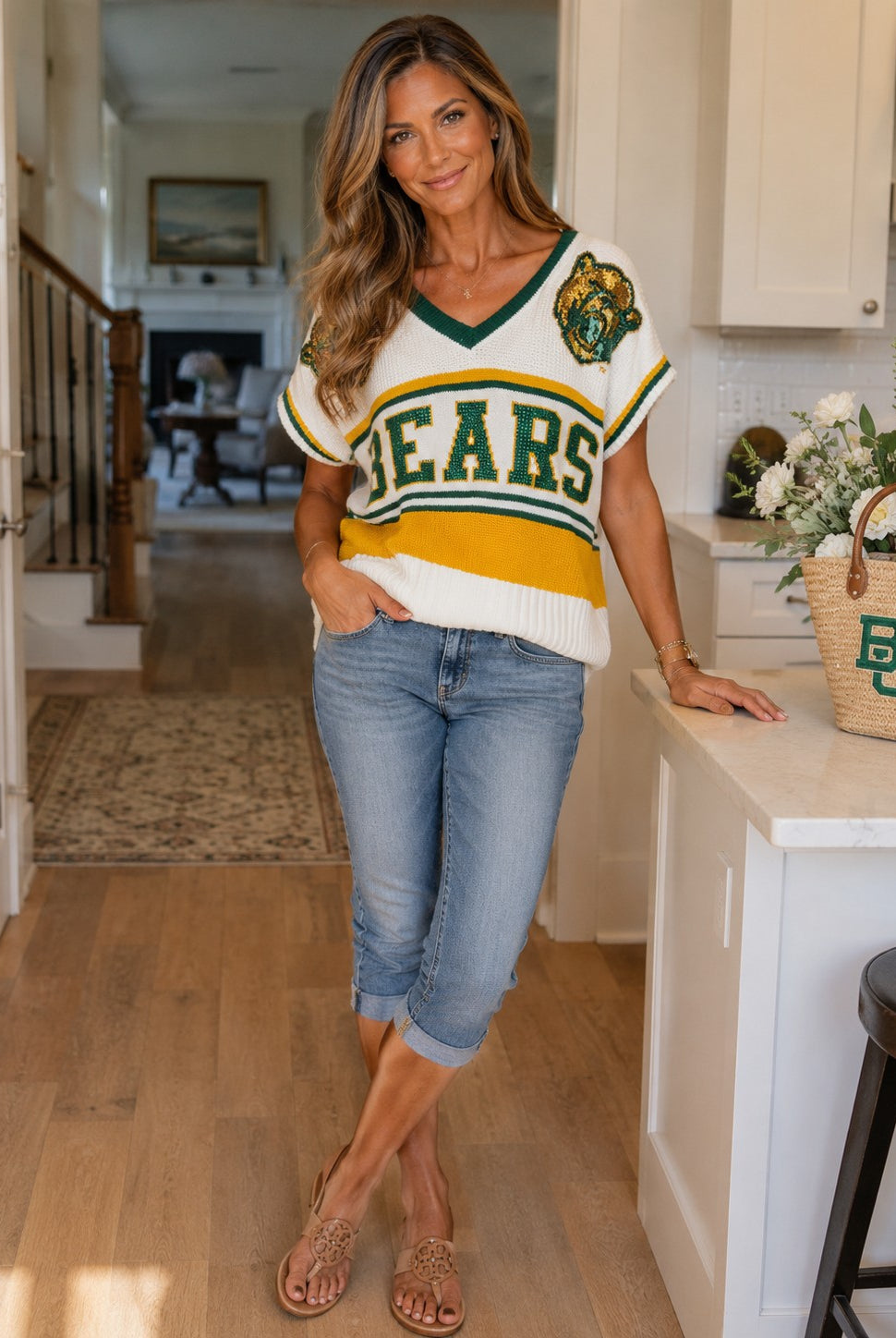 Queen of Sparkles Licensed Baylor Double Mascot Sweater V-Neck Tank-tank-Queen Of Sparkles-Deja Nu Boutique, Women's Fashion Boutique in Lampasas, Texas