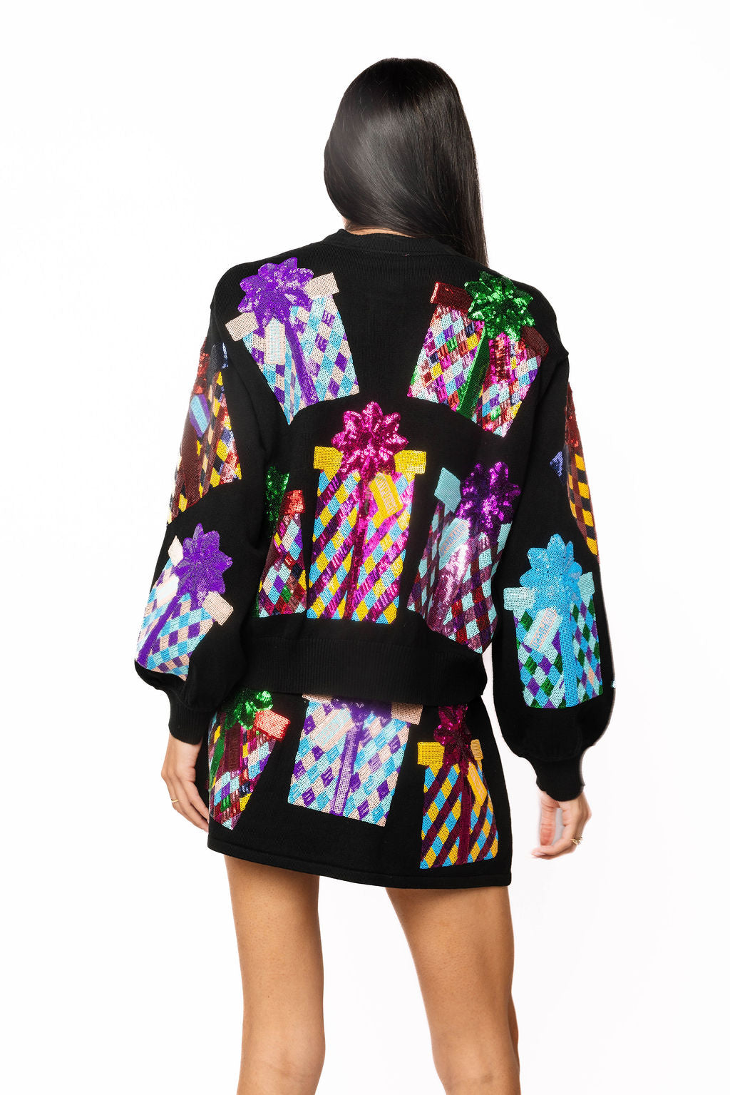 Queen of Sparkles Black Multi Present Button Up Cardigan-Cardigans & Kimonos-Queen Of Sparkles-Deja Nu Boutique, Women's Fashion Boutique in Lampasas, Texas