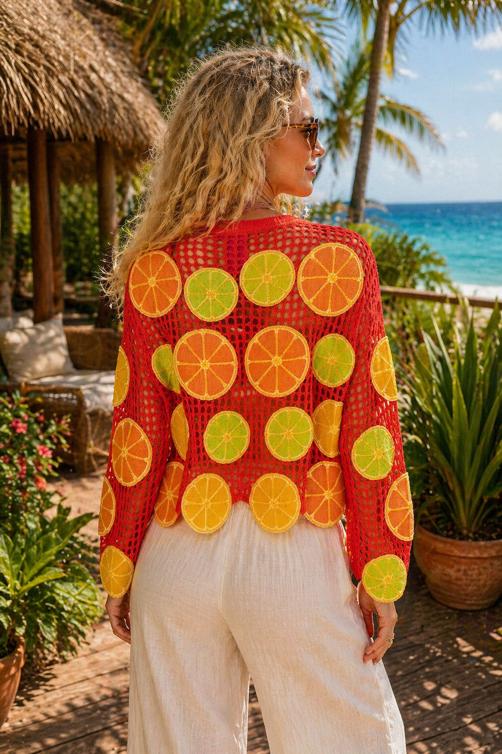 Queen of Sparkles Crochet Lemon, Lime & Orange Button Up Sweater-Cardigans & Kimonos-Queen Of Sparkles-Deja Nu Boutique, Women's Fashion Boutique in Lampasas, Texas