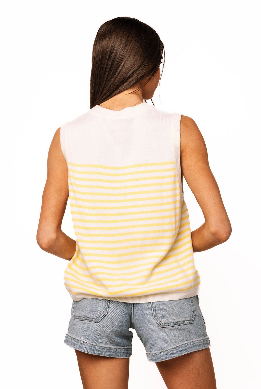 Queen of Sparkles Ivory & Yellow Stripe Cocktail Knit Tank-Camis/Tanks-Queen Of Sparkles-Deja Nu Boutique, Women's Fashion Boutique in Lampasas, Texas