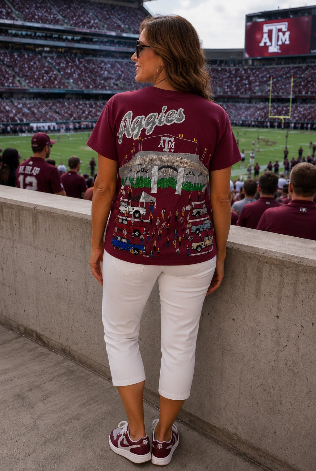 Queen of Sparkles Licensed Texas A&M Stadium Tailgate Party Tee-T-Shirts-Queen Of Sparkles-Deja Nu Boutique, Women's Fashion Boutique in Lampasas, Texas